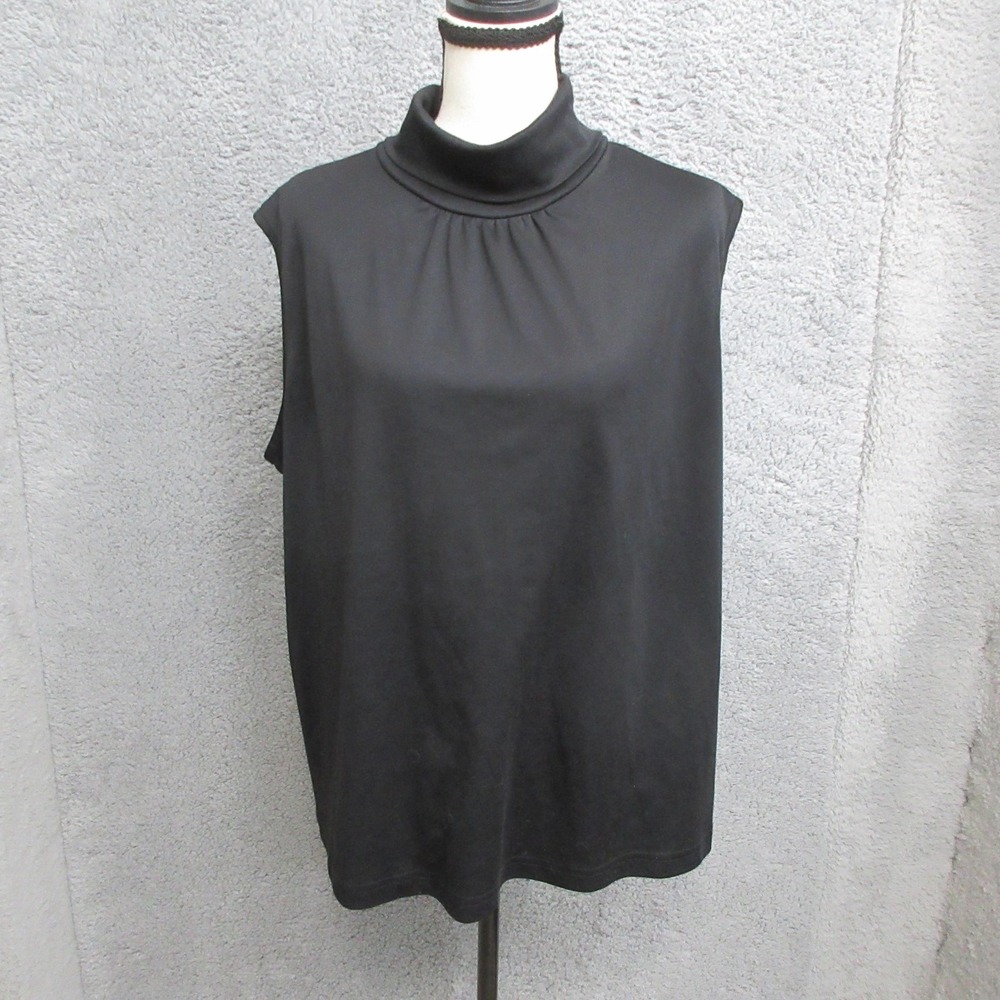Willow Ridge Womens Black Mock‎ Neck Sleeveless Blouse Keyhole Stretch Size XL